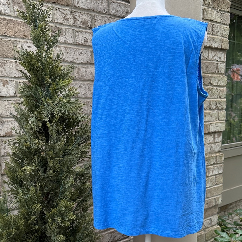 Brand New Susan Graver Sky Blue Embroidered Tank Top - Picture 4 of 13